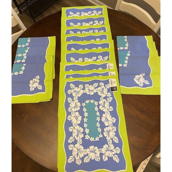 Lot Of 8 Placemats & 8 Napkin Set Home Wear "Luau" Placemats & Napkins Floral - Picture 16 of 16